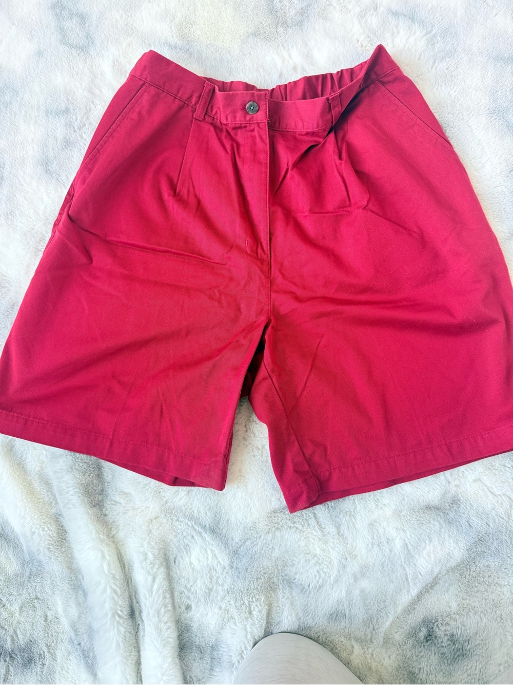 L.L.Bean Women’s Red Chino Shorts Size 14 Cotton Blend Classic Fit